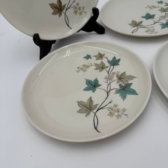 Vtg Bread & Butter Plates Woodbine by Syracuse Carefree Fine China 1960's set/4 - Picture 2 of 6